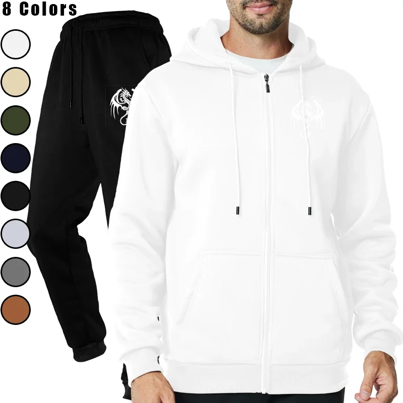 

Mens Casual Set with Zippered Hoodie and Running Sport Sweatpants for Men's Sport