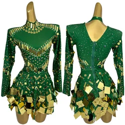 New Mirror Party Dress Green Stretch Stage Dance Dress Nightclub Party Celebrate Dress Women Dancer Performance Clothes Xieshi