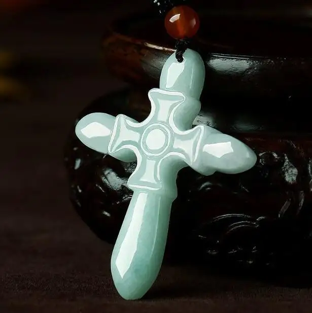 

Natural Jade Cross Necklace Men Women Fine Jewelry Genuine Myanmar Jadeite Grade A Burma Jade Christian Cross Pendant Necklaces