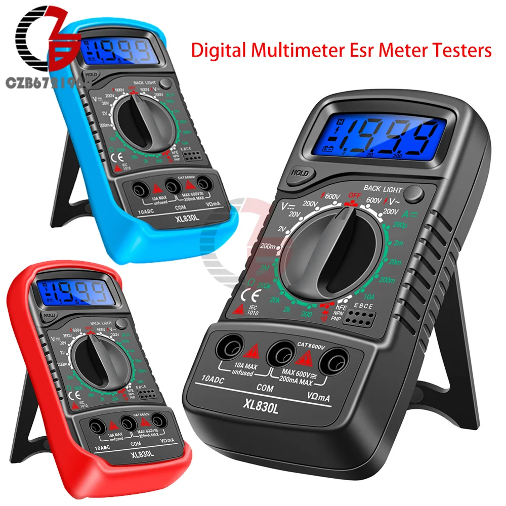 

XL830L Digital Multimeter Esr Meter Testers Voltage Current Meter Automotive Electrical Transistor Peak Tester Capacitance Meter