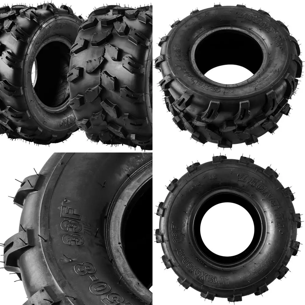 

18x9.5-8 ATV UTV Mud All Terrain Tires 18x9.5x8,4 Ply Bias Tires for Quad,Side by Side Hybrid Tread for Dirt, Snow and Trail Rid