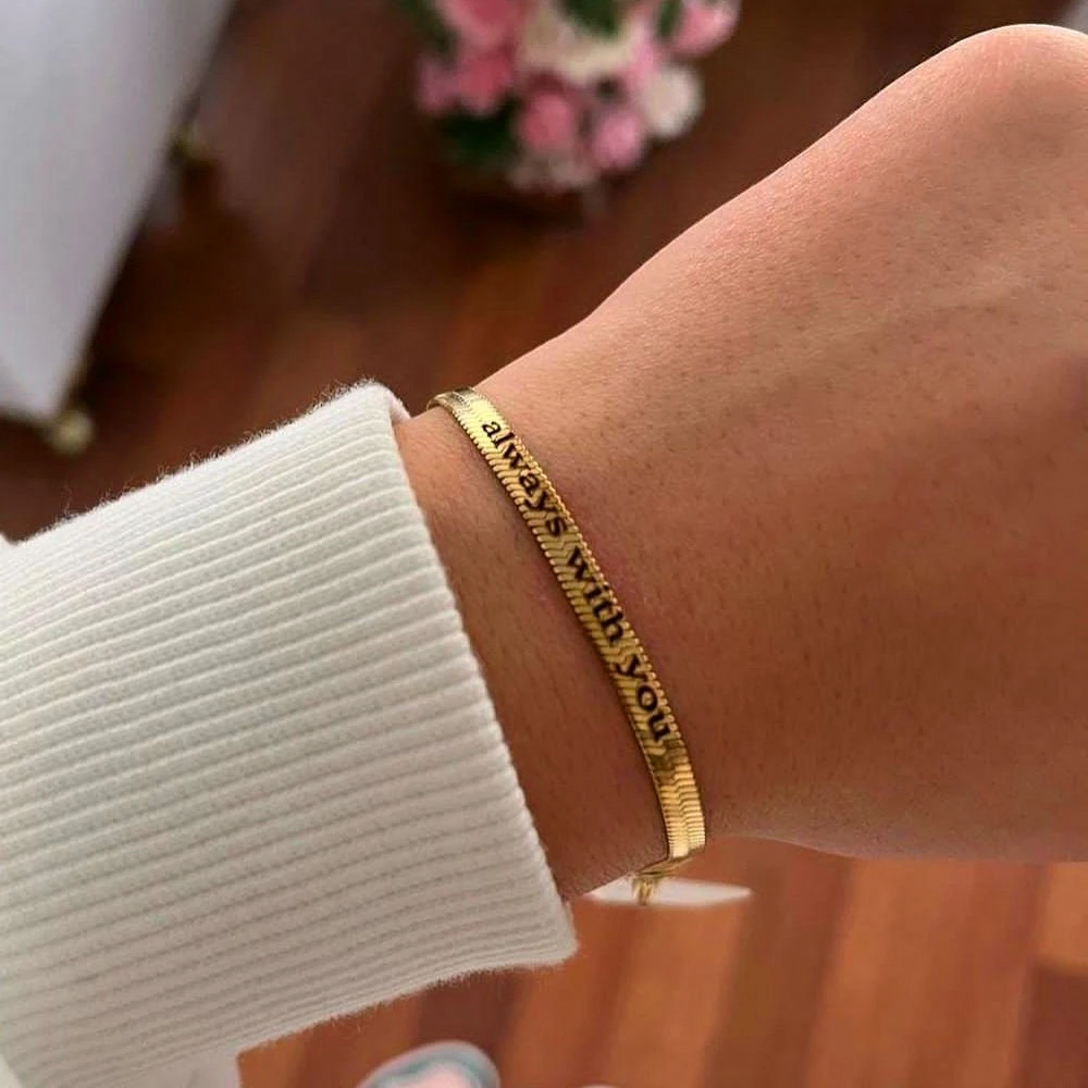 

Stainless Steel Snake Chain Bracelet Personalized Engraved Date Name Bracelets for Women Men Punk Jewelry Herringbone Pulseras