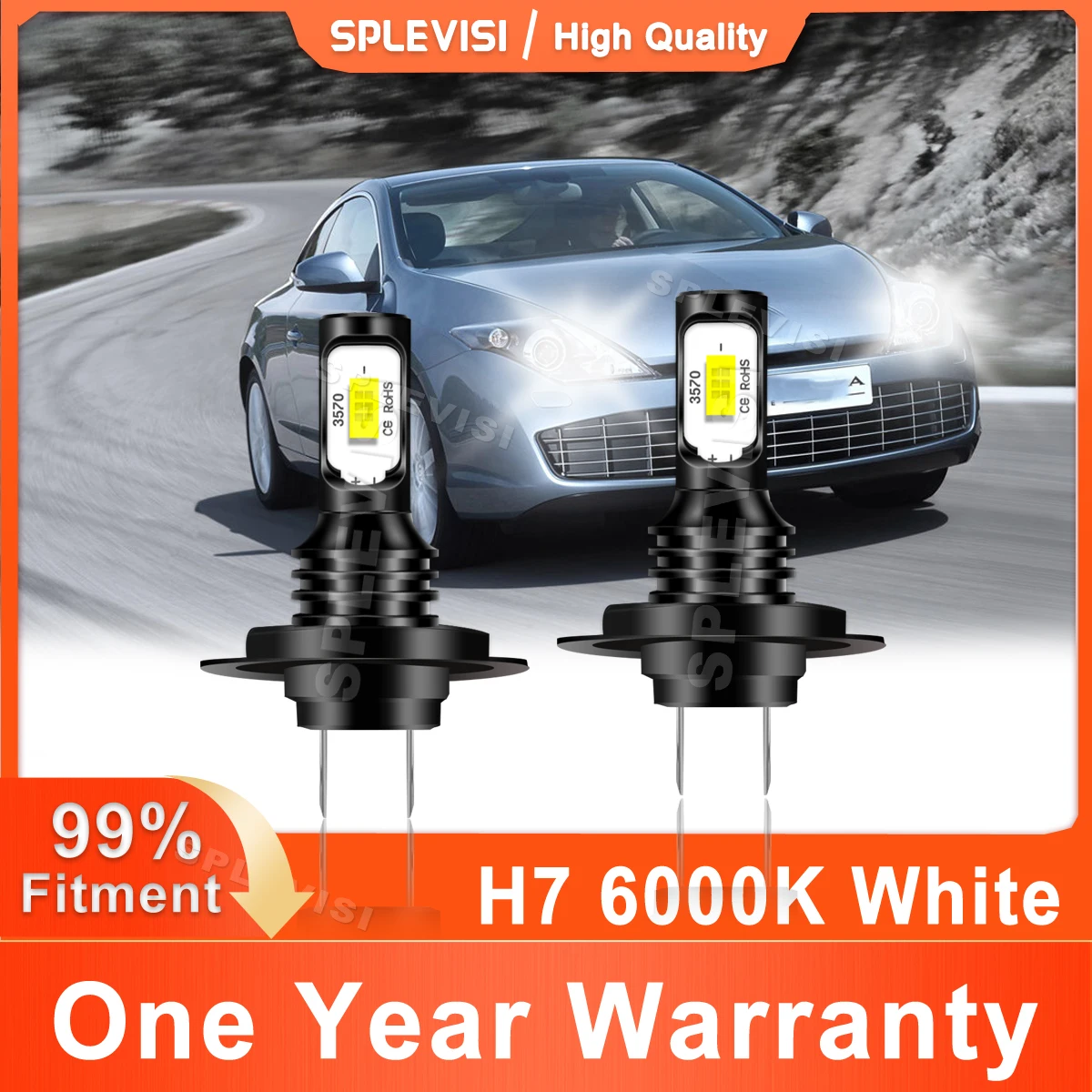 

2x H7 LED Headlight High/Low Beam 6000K White 70W 8000LM Car Light For Renault Laguna Coupe 2008 2009 2010 2011 2012 Plug & Play