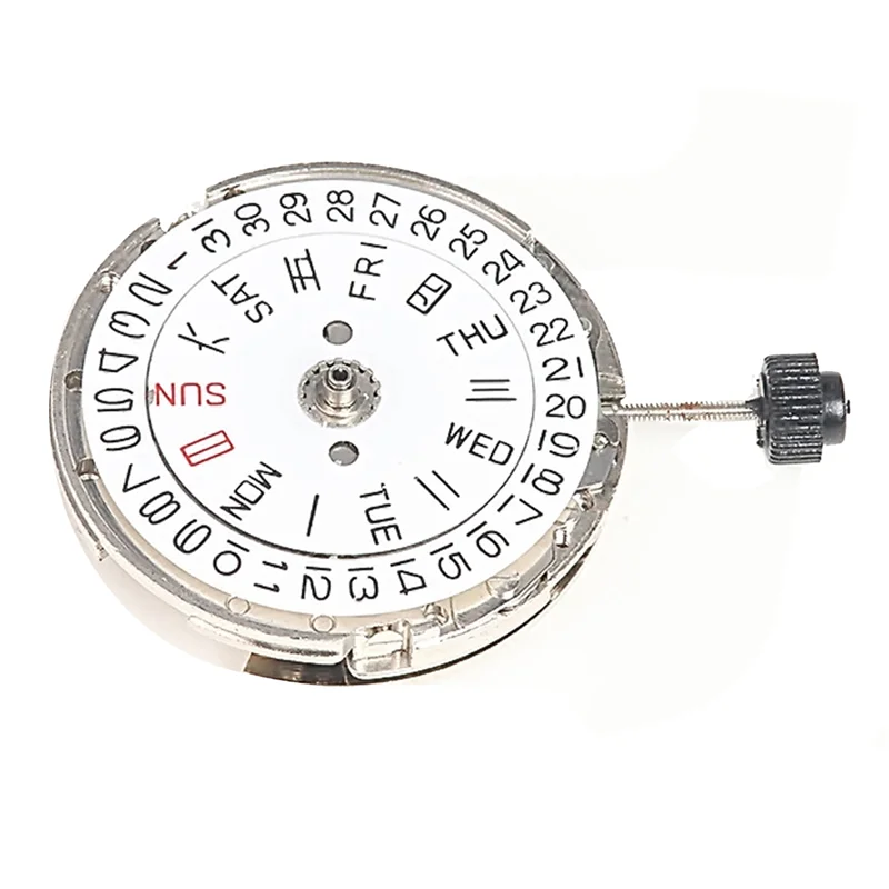 Watch Movement Double Calendar Crown At 3 Mechanical Movement for MIYOTA 8205 Watch Movement Repair Parts(Silver)