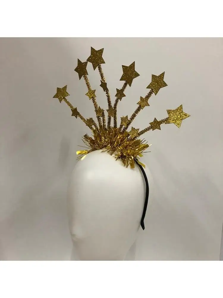 

39BB повязка на голову с рождественскими звездами, новинка, повязка на голову с блестками и мишурой для креативной фотосессии