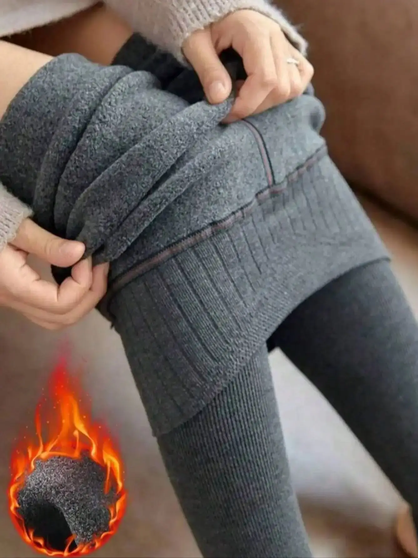 1pc 200g Women's Warm Grey Long Tights, Cold Resistant Tights For Business And Work, With Thick Fleece Pantyhose