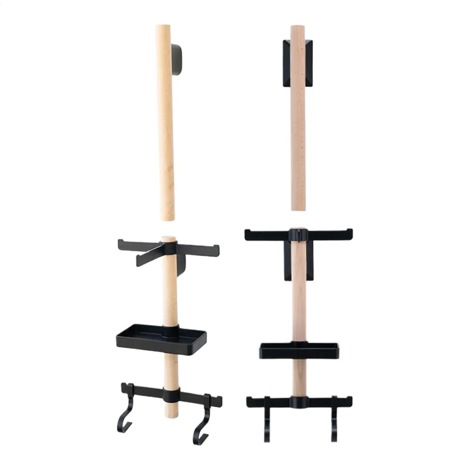 Image of Fahrrad-Ausrüstungshalterung, 1 Set, Wandmontierter Halter aus Buchenholz mit Helmablage, platzsparendes Design für Zuhause und Garage