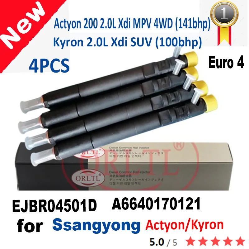 

Diesel A6640170121 EJBR04501D 6640170121 New Injector Nozzle L244PBD valve 9308-622B For SSANGYONG Actyon Kyron Euro 4 4pc