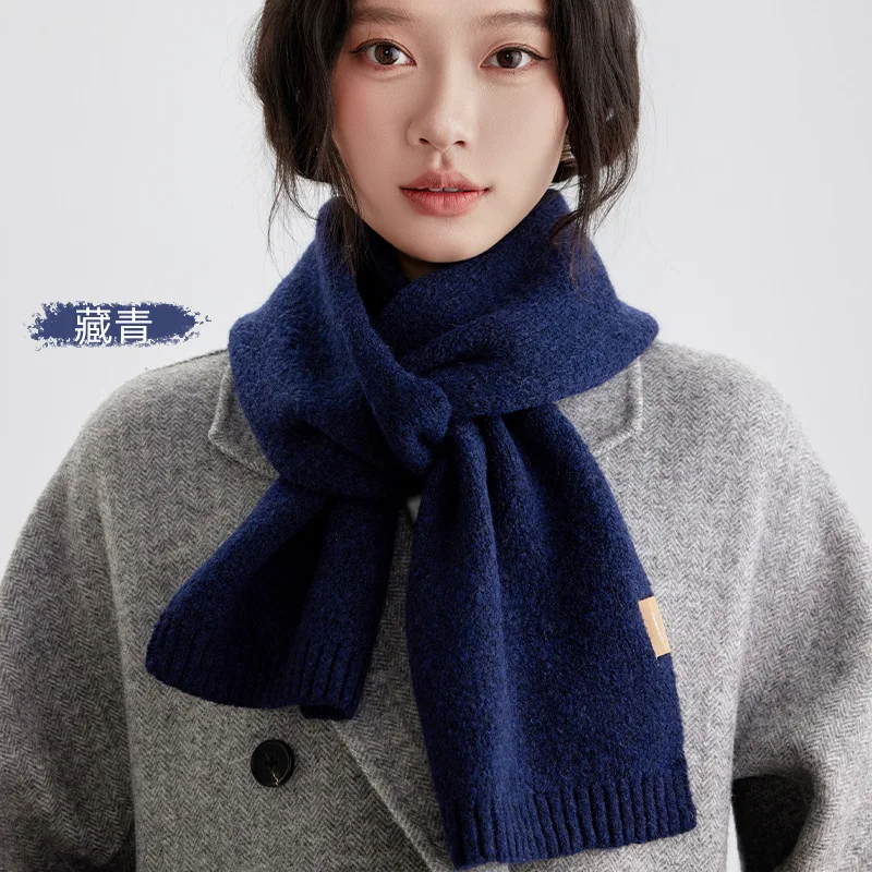 الصلبة اللون وشاح من الصوف المرأة الخريف والشتاء كبار الشعور أزياء بسيطة متعددة الاستخدامات سميكة الدافئة النسخة الكورية محبوك