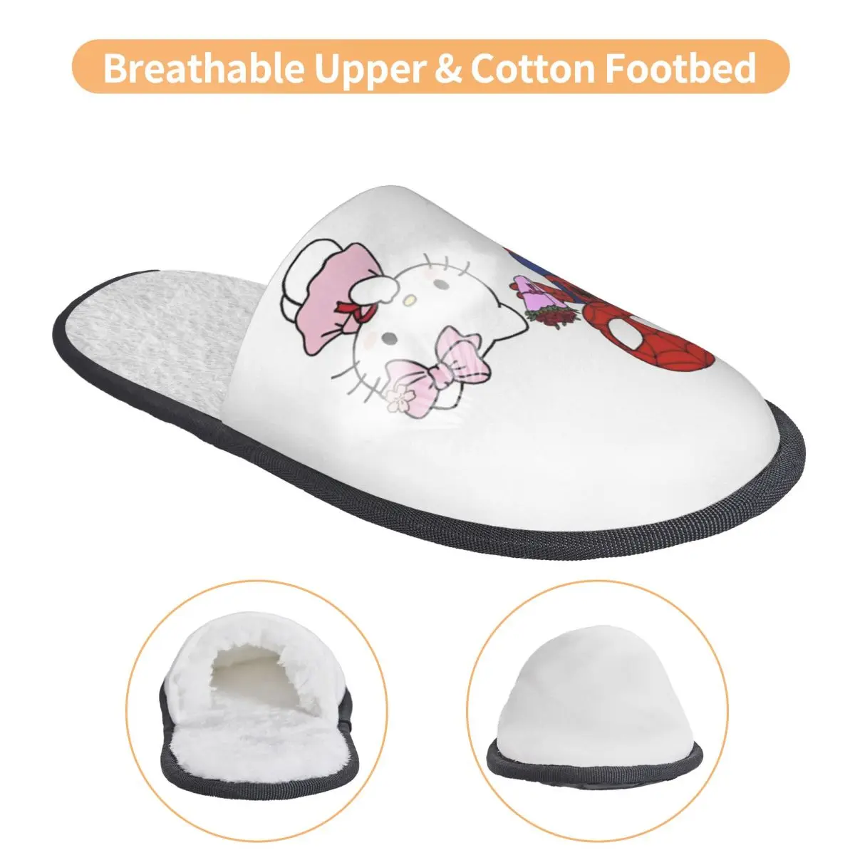 Человек-паук предлагает свадьбу, домашние тапочки с героями мультфильмов «Hello Kitty», мягкие домашние меховые тапочки для спальни, противоскользящие шлепанцы