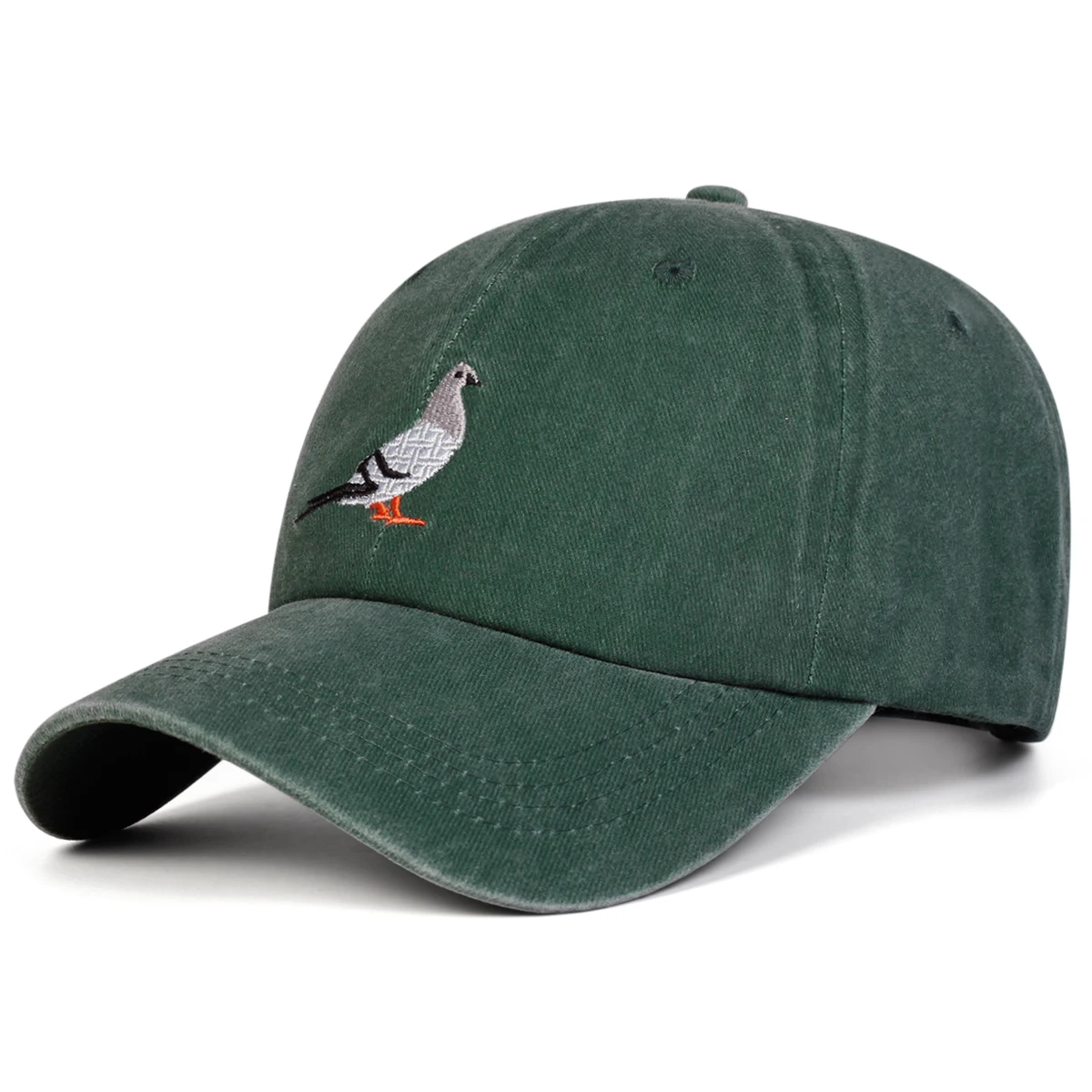 Unisex Baseballkappen aus gewaschenem Denim mit Tauben-Stickerei, für Frühling und Herbst, verstellbare Freizeitmützen für den Außenbereich, Sonnenschutzhüte, Sportkappen – Detail 4