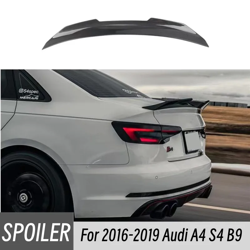 

Для Audi A4 S4 B9 2016-2019 седан 4-дверный PSM стиль из настоящего углеродного волокна задняя крышка багажника автомобильный спойлер крылья тюнинговые аксессуары часть