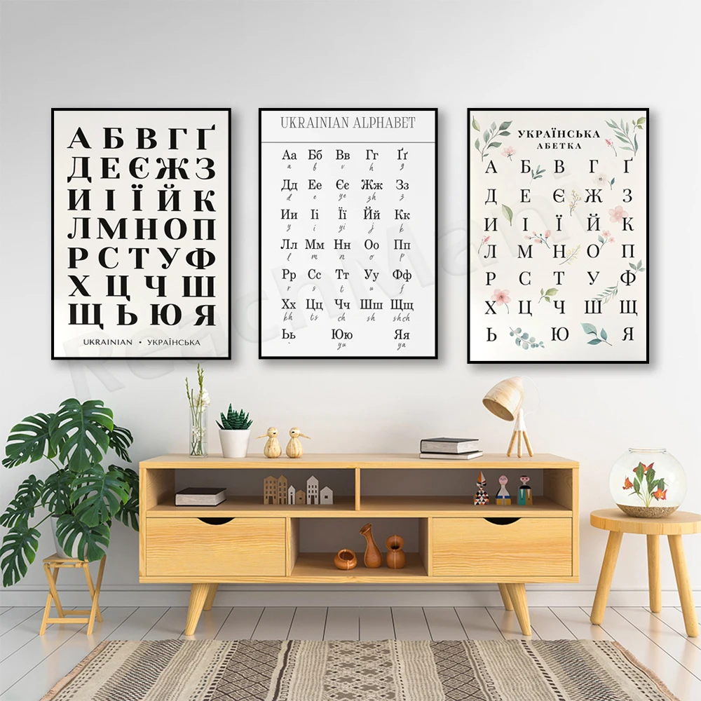 Ukrainian alphabet, Cyrillic language poster, education poster, learn Ukrainian language, ABC print for kindergarten decoration