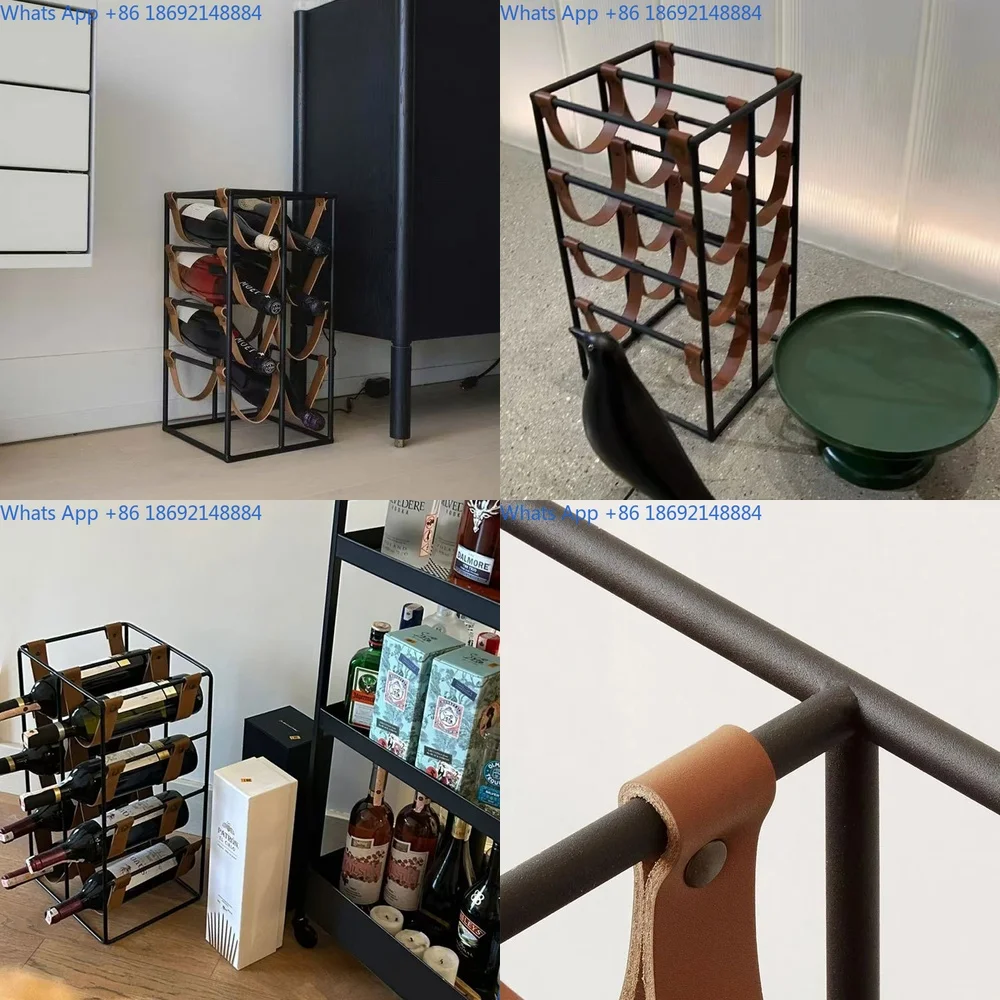 

Luxury Modern Leather Wine Rack for Home Bar Restaurant Display Storage