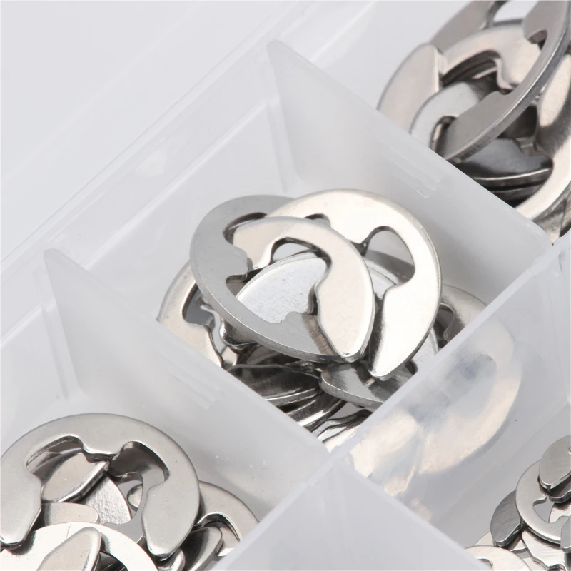 120PCs Stainless Steel Retaining Circlip Set 1.5/2/3/4/5/6/7/8/9/10mm E-Clip Assortment Kit 304  For Hardware Accessories