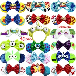 10pcs Wholesale Pixar Toy Story Hair Accessories Women Woody Buzz Lightyear Headbands for Girls Disney Ears Alien Head band Kids