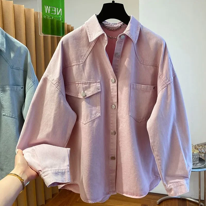패션 코트 루즈핏 빅사이즈 여성 가을 신상 데님 셔츠