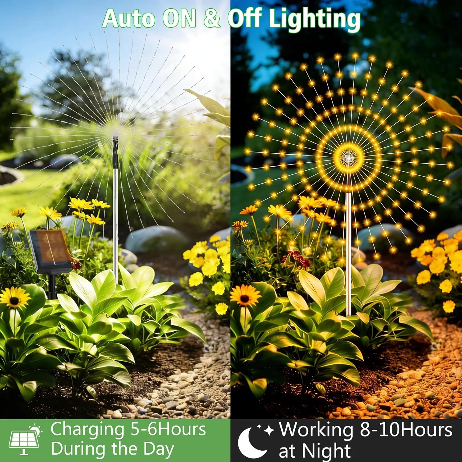 Outdoor Solar Fireworks Lights 240/360LED 8 Modes Waterproof Fairy Lights for Garden Pathways Courtyards Lawns Christmas Decor