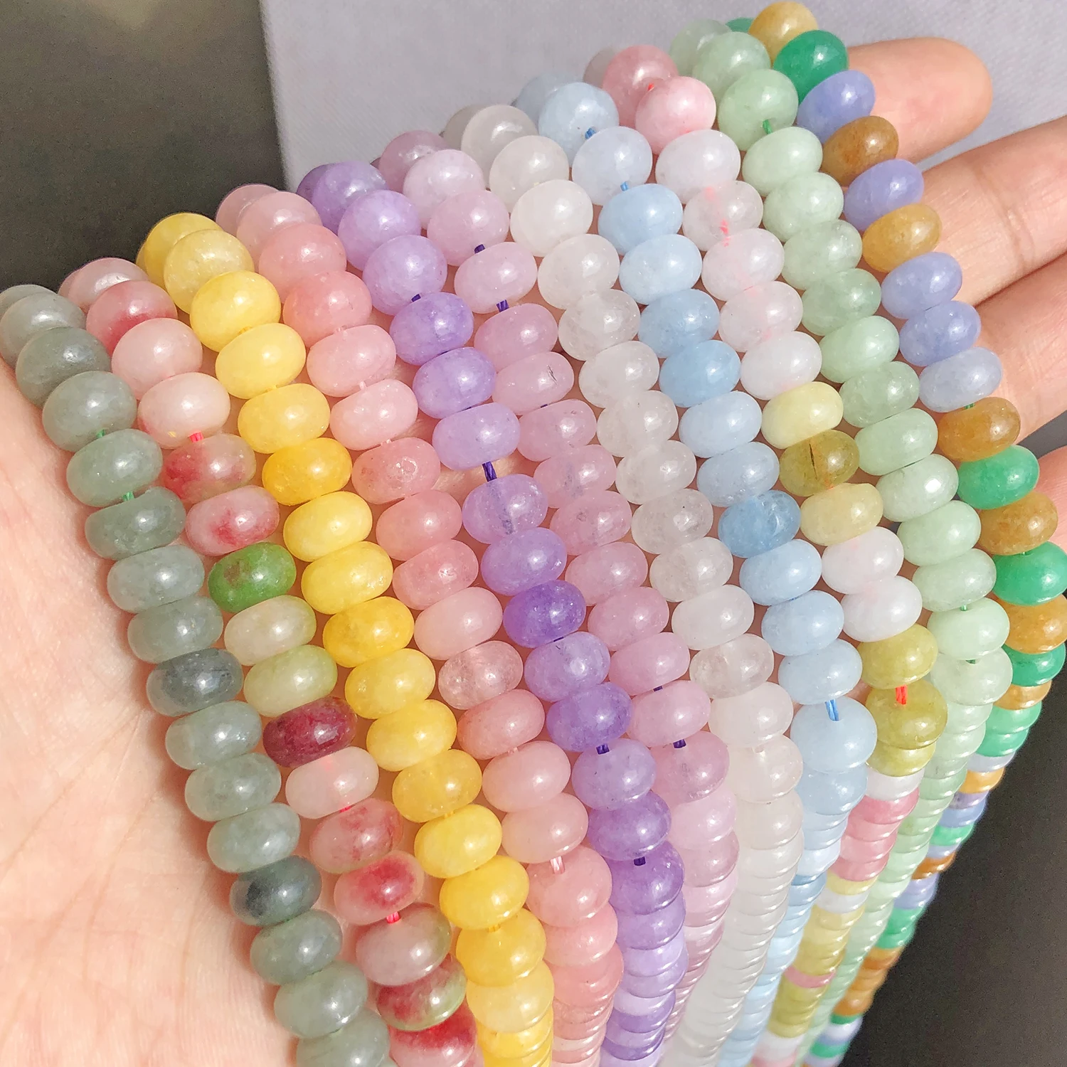 5x8mm Rondelle Tourmaline Jade Apatite Beads Natural Stone Abacus Spacer Beads For Jewelry Making DIY Bracelets Accessories 15''