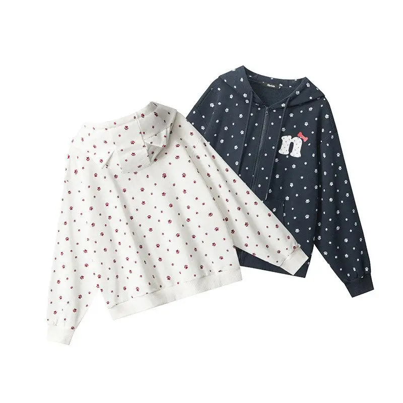 HeyHenry Women's ort Printed Monster Patterned Jaet Casual Hoodie Sle Polyester Blend Long Sve Zipper Closure Cardigan