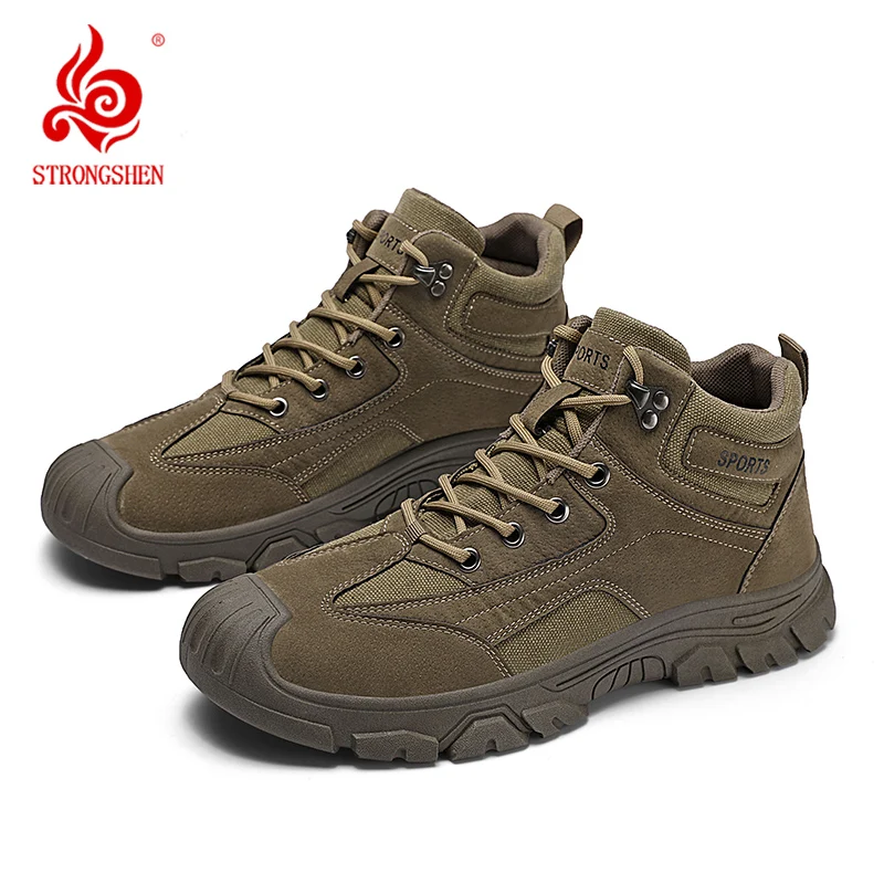 

STRONGSHEN Men Hiking Boots Nonslip Safety Sneaker Tactical Work Boots Outdoor Hiking Shoes Durable Men Combat Military Boots