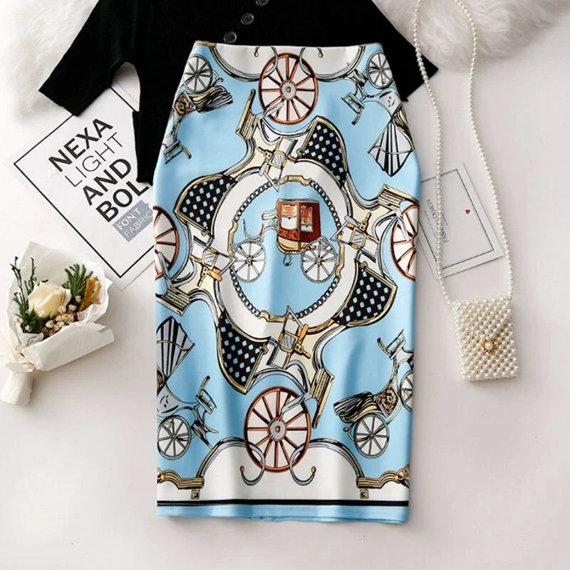 

Wheelprint 2024 Summer New Style Loose and Slim Skirt Wrapped Hip Skirts