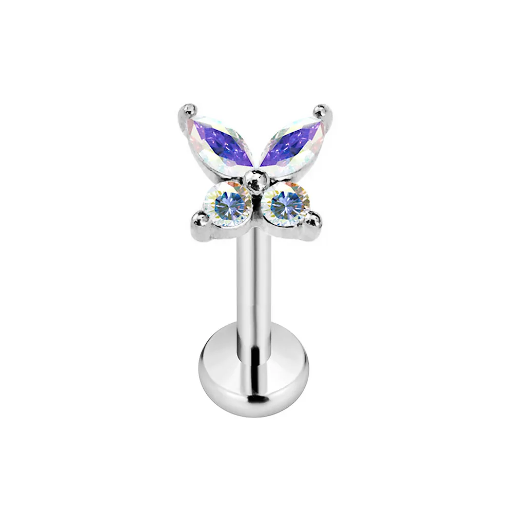 Titanium Flower Petals Star Heart Butterfly Threadless Piercing Earring