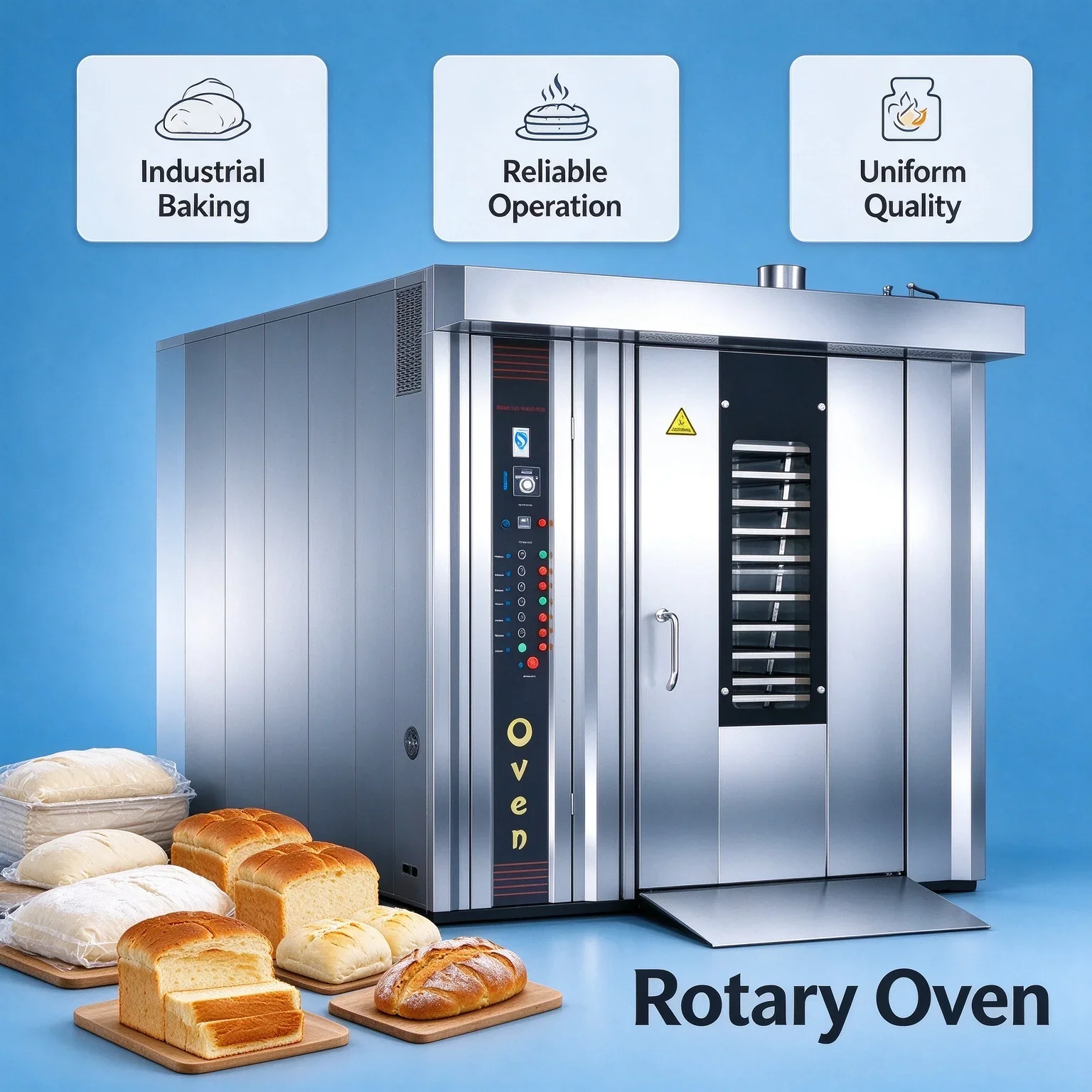 FL Rotary Rack Oven Automatic Industrial Baking Equipment 16/32/64 Trays Multi Fuel Pastry Nut Roasting Customized