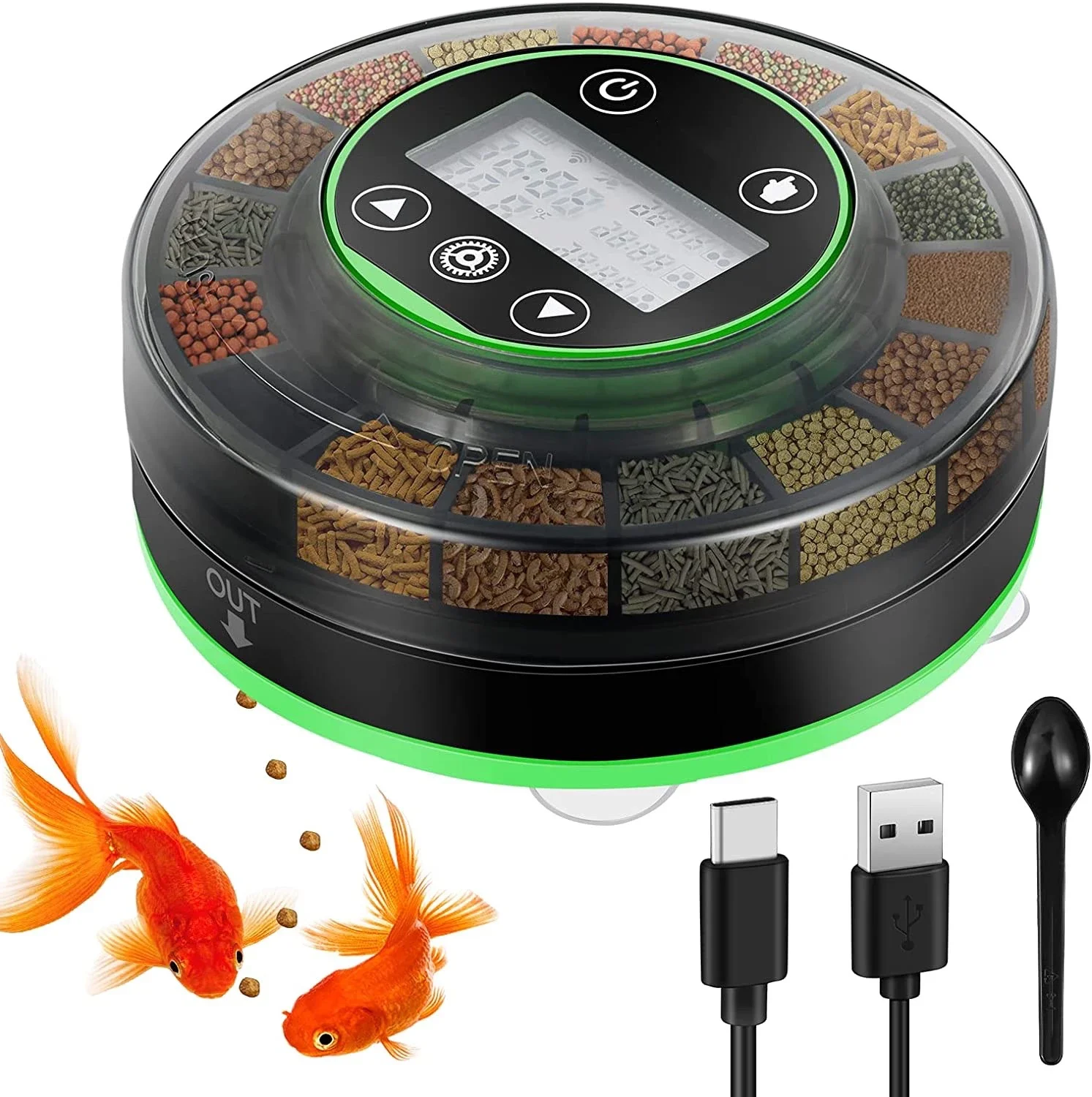 

Wholesale Smart Automatic Fish Feeder - Rechargeable Fish Feeder Dispenser With Timer LCD Display