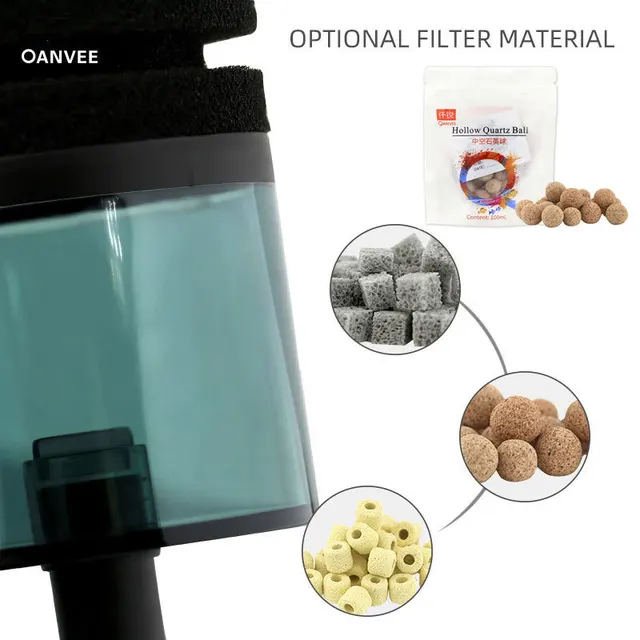 Akwarium Pusta kula kwarcowa Bezpłatne kostki oddechowe Bio Ceramiczny pierścień Akwarium Biochemiczny filtr gąbkowy Woda Filtro Pianka Węgiel