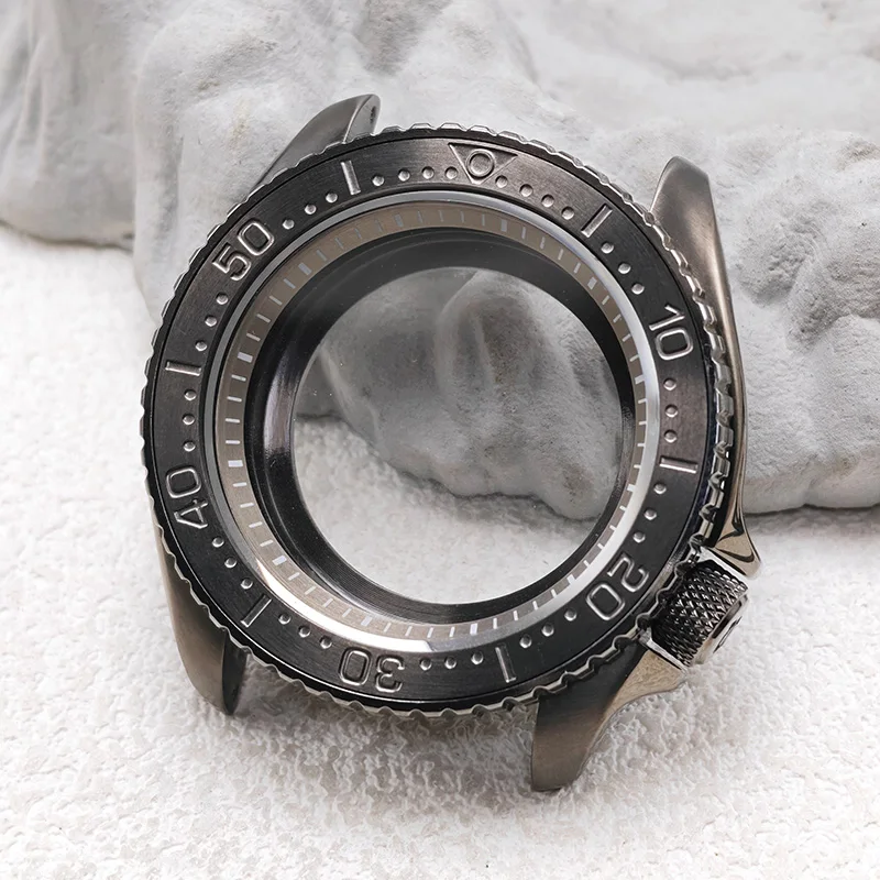 41mm Mod SKX007 Watch Case Gun Grey Polished with Sapphire Crystal Fits NH34 NH35 NH36 4R Movement Men's Diving NH35 Watch Case