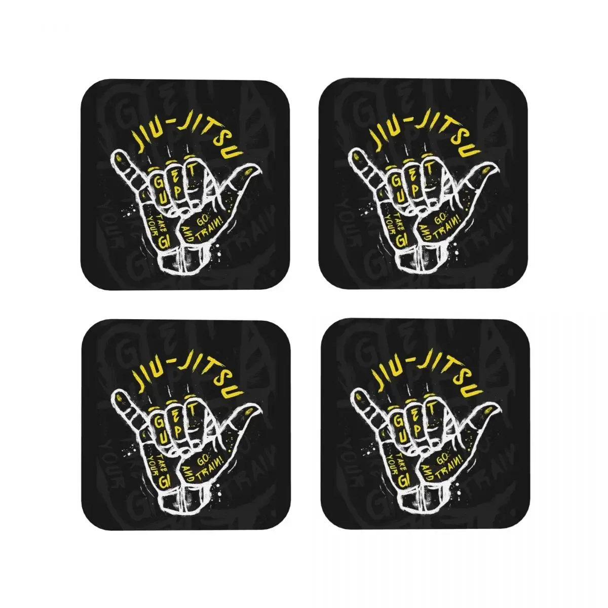 

Джиу-джитсу. Кухонные подставки под тарелки Go Train Coasters, нескользящие изолирующие подставки для чашек и кофе, для декора дома, набор из 4 штук
