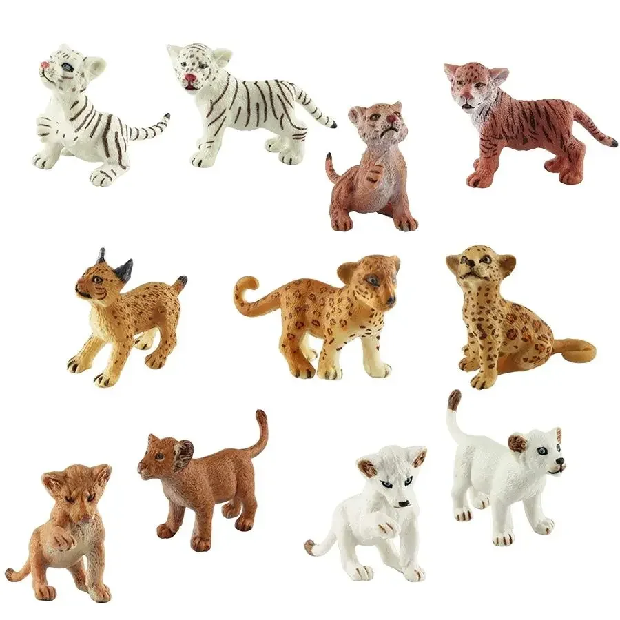 11pcs mini Animal Figurines Plastic Zoo Animals,Miniature Lions Tigers Cheetahs Lynx Action Figure Toy Set for Kids Toddlers