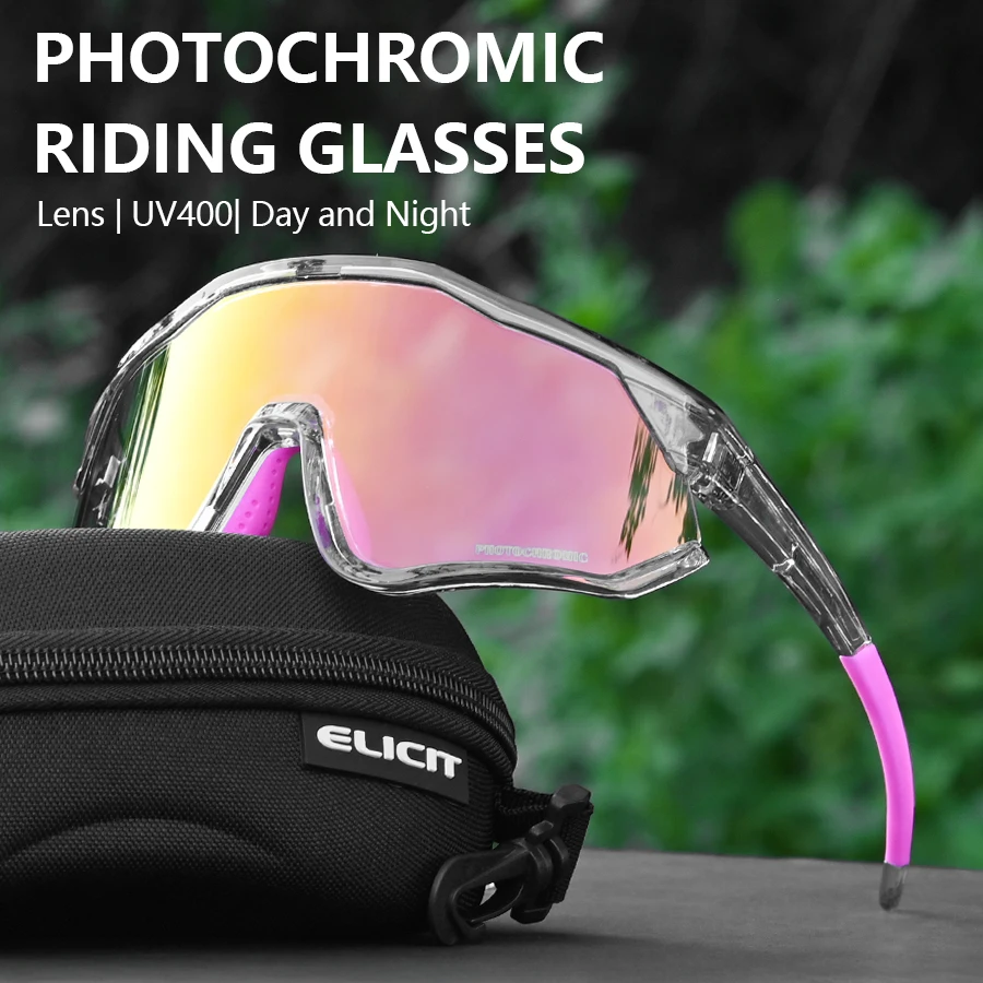 Gafas de Sol Fotocromáticas ELICIT con Protección UV400 y Resistentes al Viento para Ciclismo, Escalada, Correr, Pesca y Deportes E812