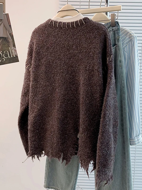 العصرية Thiened جولة Ne مفتوحة سترة سترة ملابس خارجية للنساء العلامة التجارية إزالة الخريف الشتاء جديد Sle حجم كبير #3