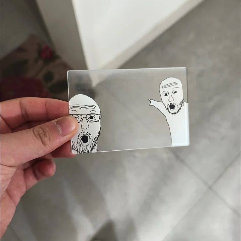Meme Kreatives Acryl-Lesezeichen Wojak Soyjak Cartoon Transparente Lustige Karte Fotokabinen-Requisiten DIY Fotos Kleine Geschenke