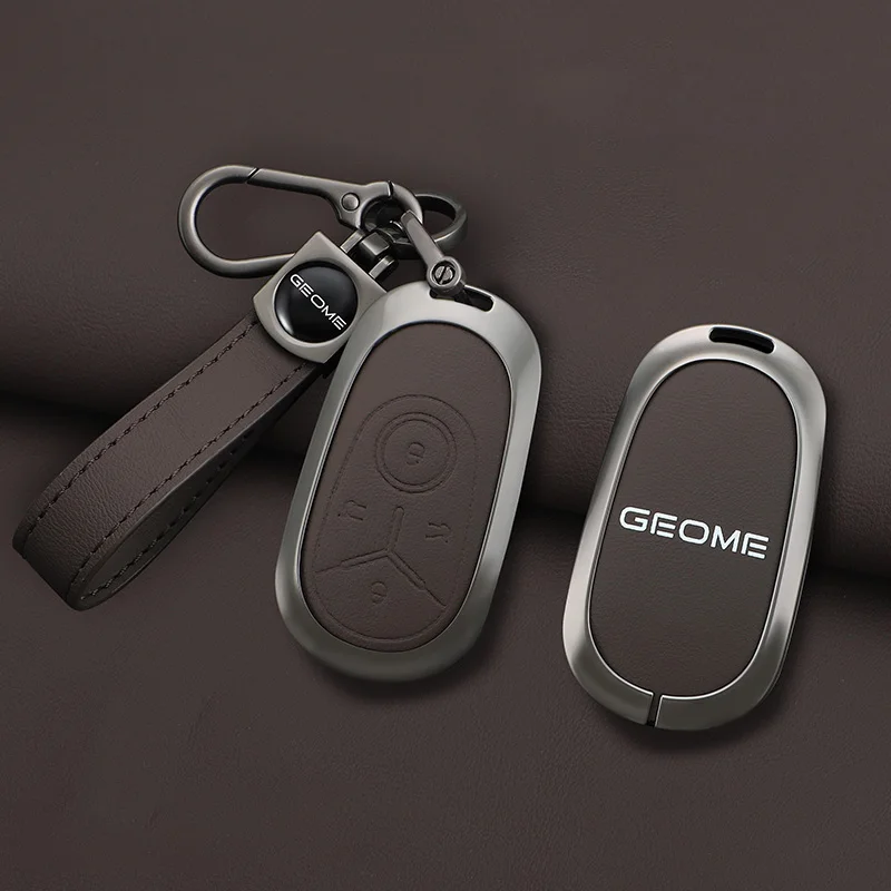 

Zinc Alloy Leather Car Key Case Cover Shell Fob for 2025 Geely GEOME Galaxy Light Star Wishes 2025 Exploration Youth Version