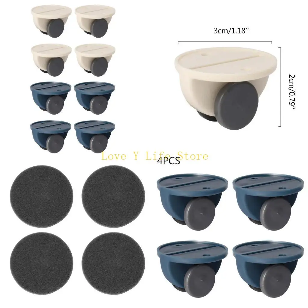L74C 4pcs Adhesive Casters Universal Furniture Wheel Castor Roller for Storage