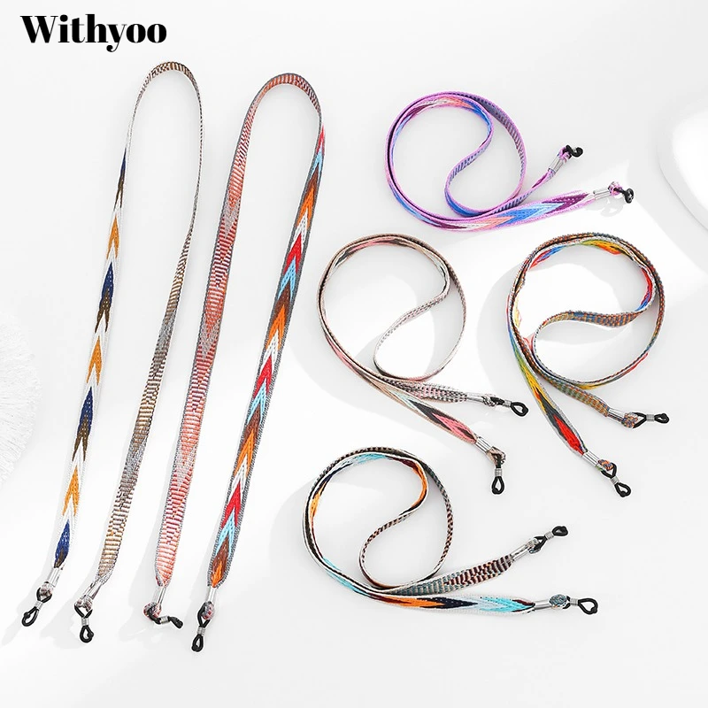 Vintage Bohemian Ethnic Style Woven Glasses Cord Striped Neck-Hanging Glasses Chain Accessory