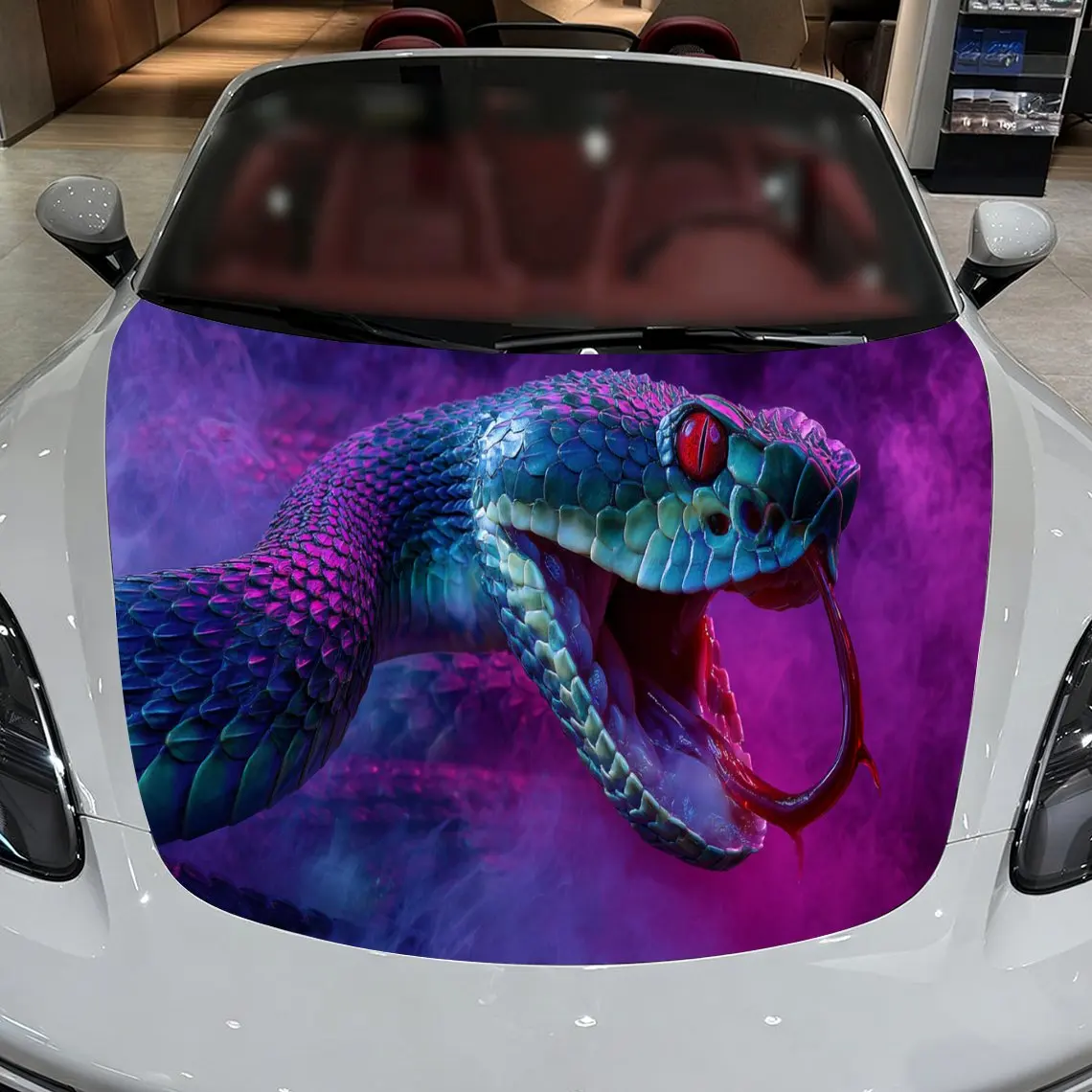 Fearsome Purple Snake Car Hood Stickers - Self-Adhesive, Waterproof and Durable Vinyl Wrap, Decorate And Protect Your Car - The
