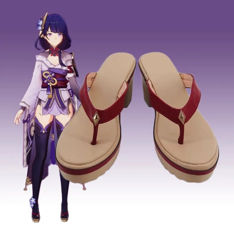 

Game Genshin Impact Raiden Shogun Baal Cosplay Shoes Baal Halloween High Heels for Women Girl Women Halloween Party boots