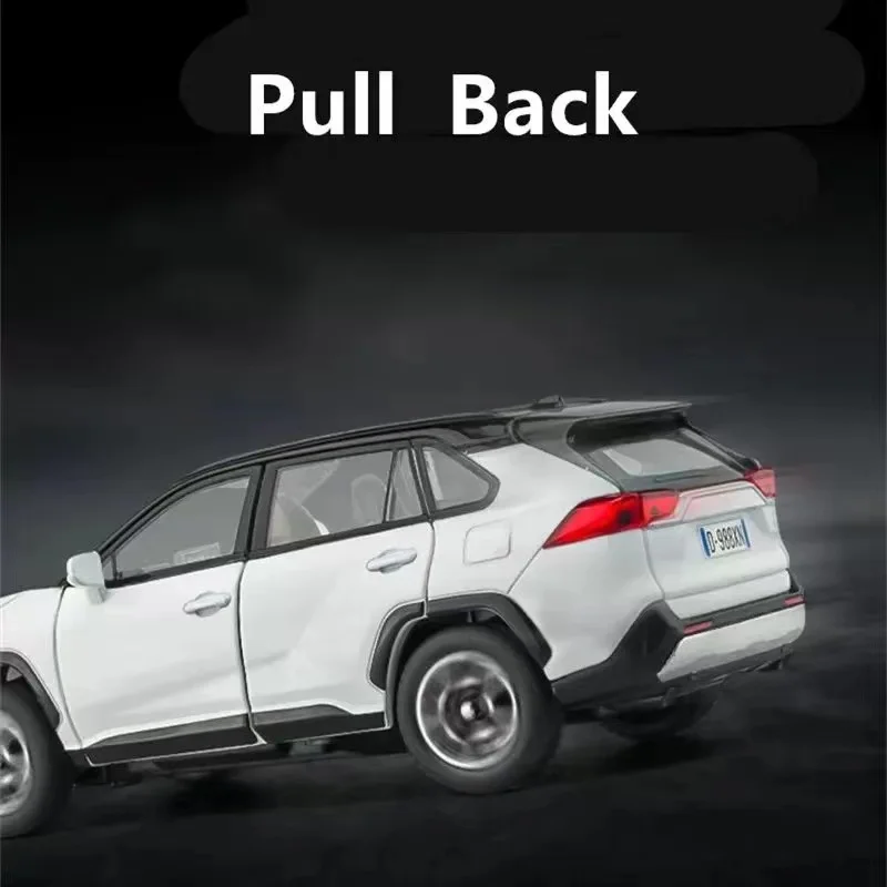 New 1:32 Toyota RAV4 SUV 2023 Alloy Die Cast Toy Car Model Sound and Light Pull Back Children\'s Toy Collectibles Birthday Gft