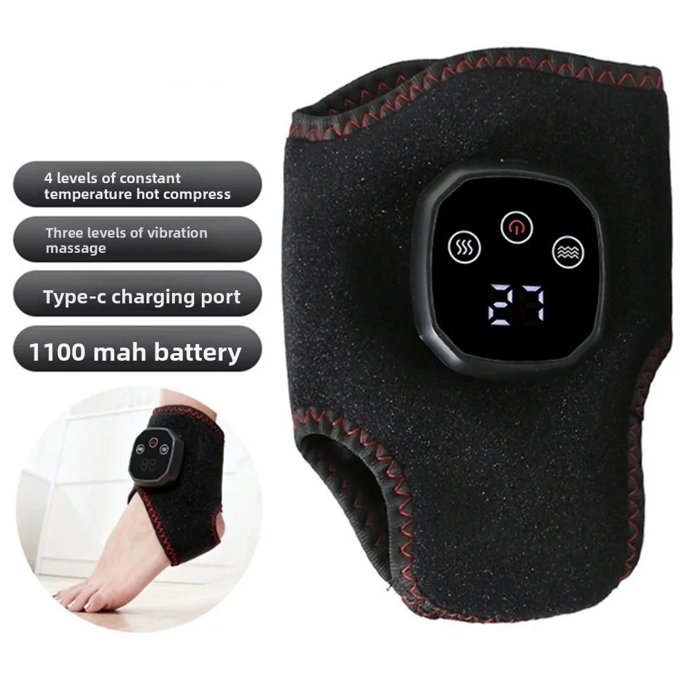 Electric Heat And Vibration Ankle Massager 3 Vibration Modes Infrared Hot Compress Heating Ankle Massage Belt 4 Heat Levels