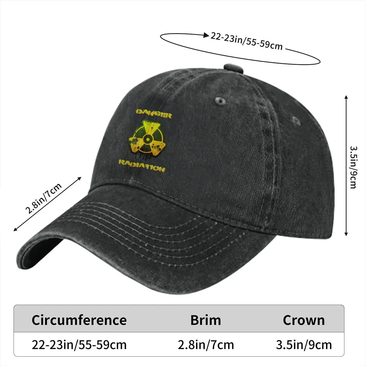 Danger Radiation Sign Baseball Cap Men Hats Women Visor Protection Snapback Radiation Symbol Caps