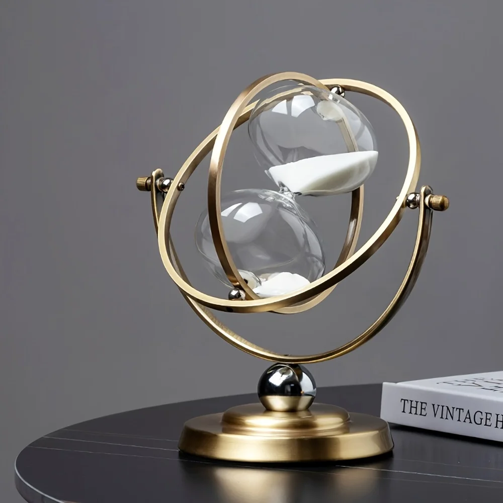 

30-Minute Glass Sand Timer Geometric Collectible Figurine for Indoor and Outdoor Decor - No Electricity Required