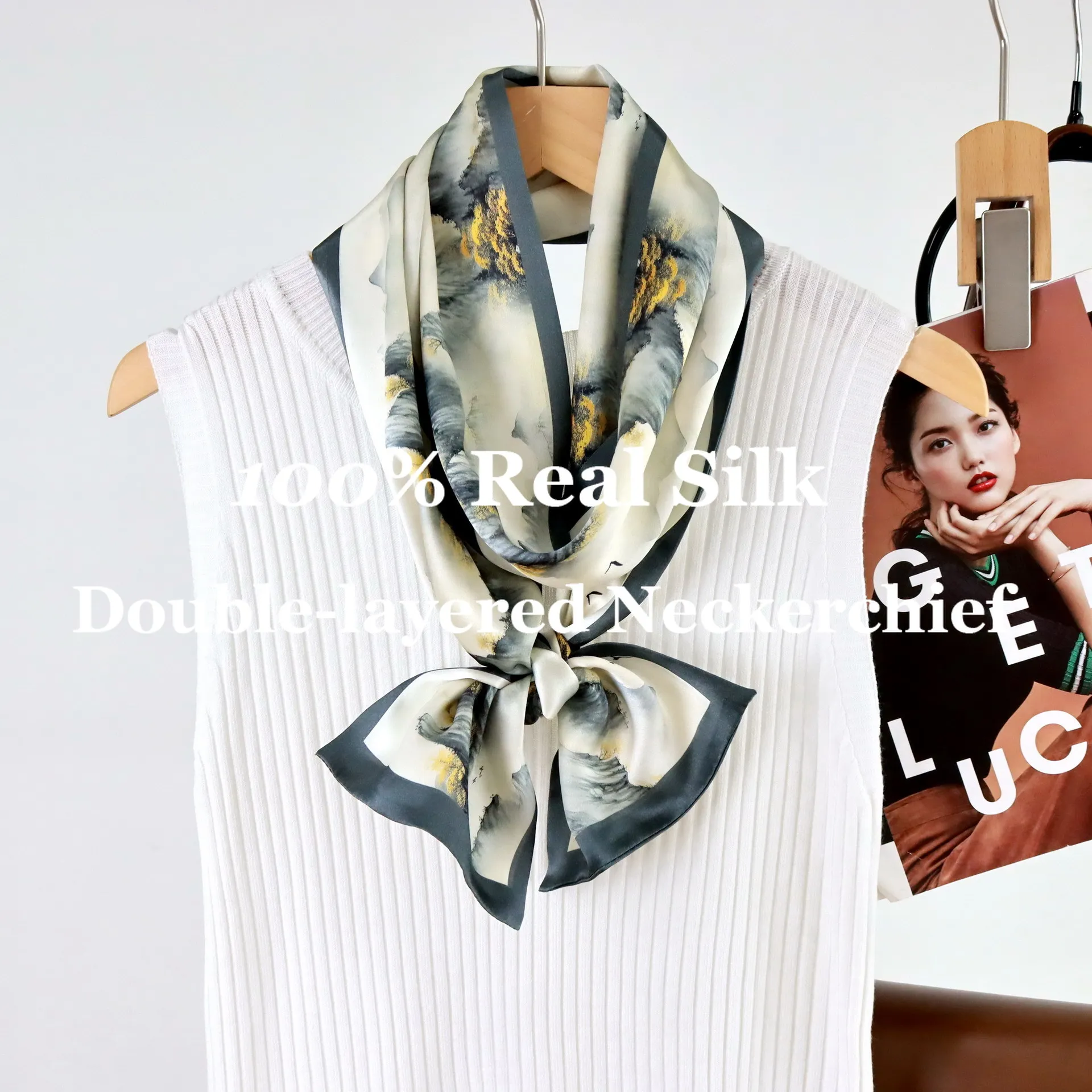 

Элегантный узкий шелковый платок-лента двойного слоя из 100% натурального шелка для волос, сумок, шеи, как повязка для волос, лента для волос, шейный платок