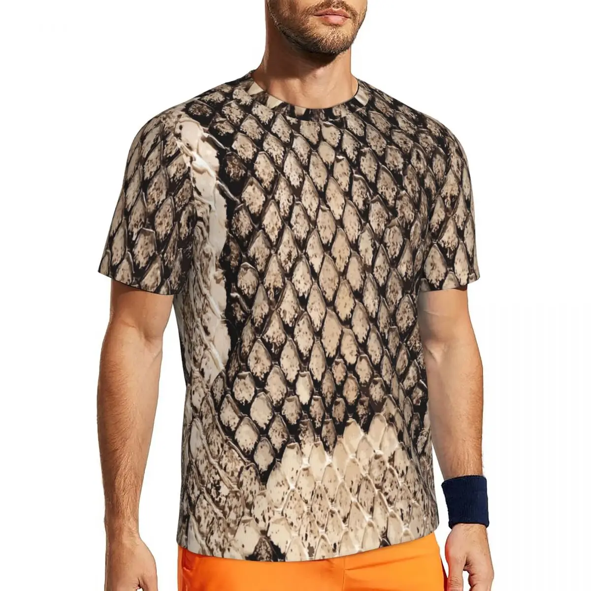 Snakeskin Print-Snake Reptile Animal Rattlesnake Sportswear T-Shirt T Shirts Male Casual Tshirt Summer Short-Sleeved Tops