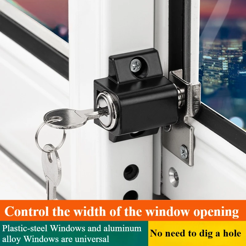1 Set Universal Window Lock Sliding Window Door Lock Practical Aluminum Alloy Screen Window Fixed Buckle Guard Lock Hardware