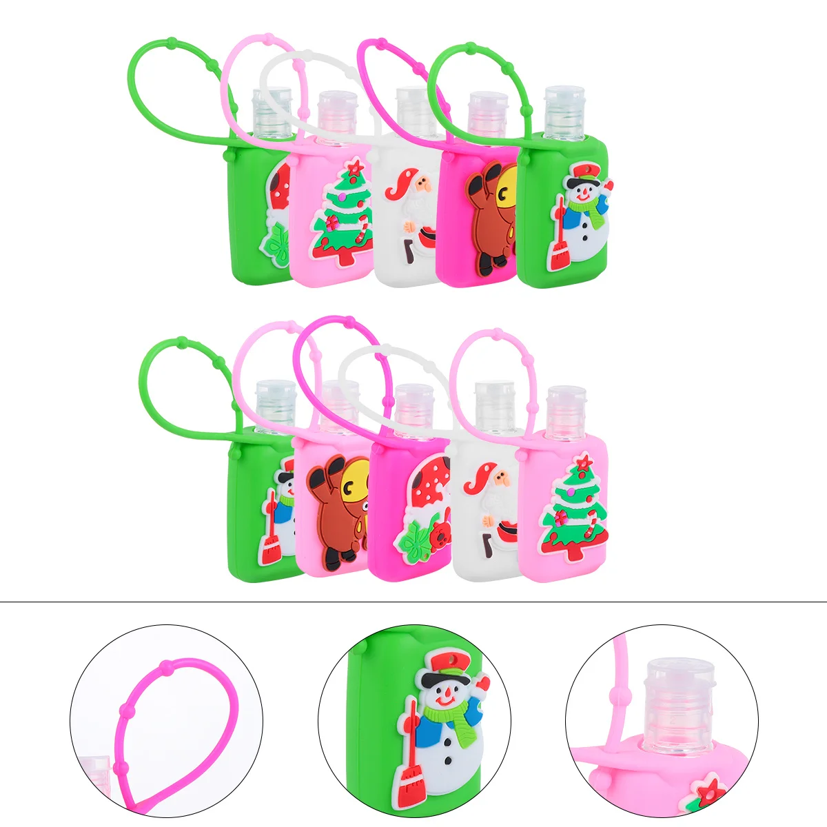 10 مجموعات من الزجاجات المحمولة بتصميم سيليكون كرتوني مانع للتسرب وقابل لإعادة الاستخدام للسفر والمدرسة في الهواء الطلق