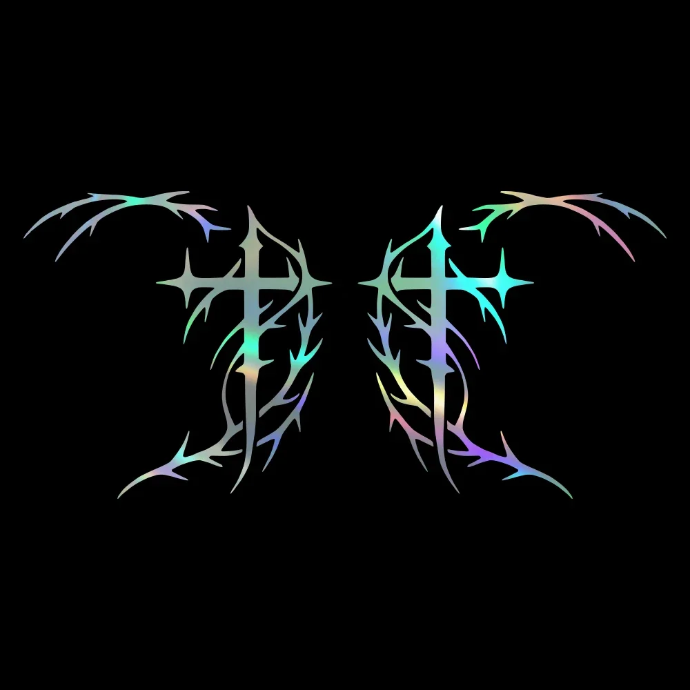 Cybersigilism Cross Mirror Stickers Gothic Waterproof Vinyl Decals for Car Motorcycle Side Rearview Mirror Dark Aesthetic Decor